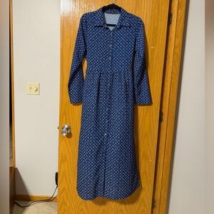 Aachoae Women’s Navy & White Letter Print Long Shirt Dress, Large